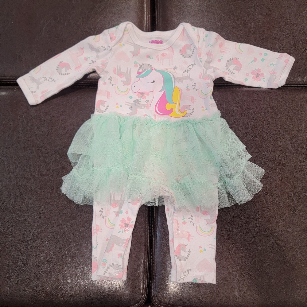 Size 6-9 months one piece unicorn tutu outfit